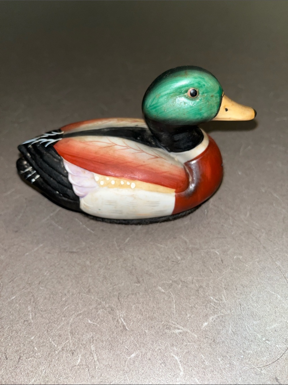Hand-Painted Mallard Duck - Green, Red, Black 5”